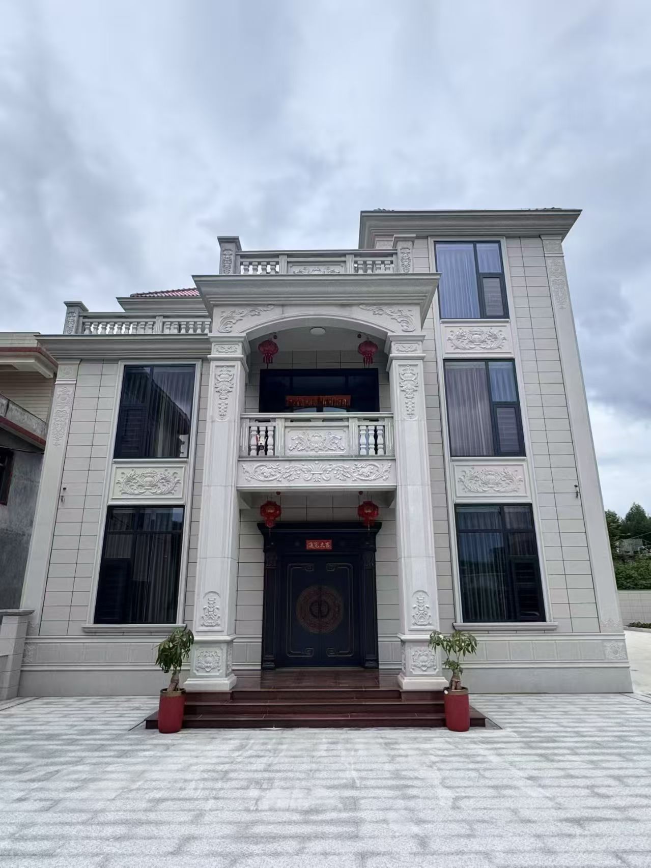 金华 芝麻白石材别墅干挂案例展示